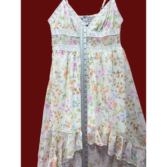 Rue 21 - Women's Summer Sleeveless High Low Hem Ruffle Floral Dress - White - M - Picture 6 of 16